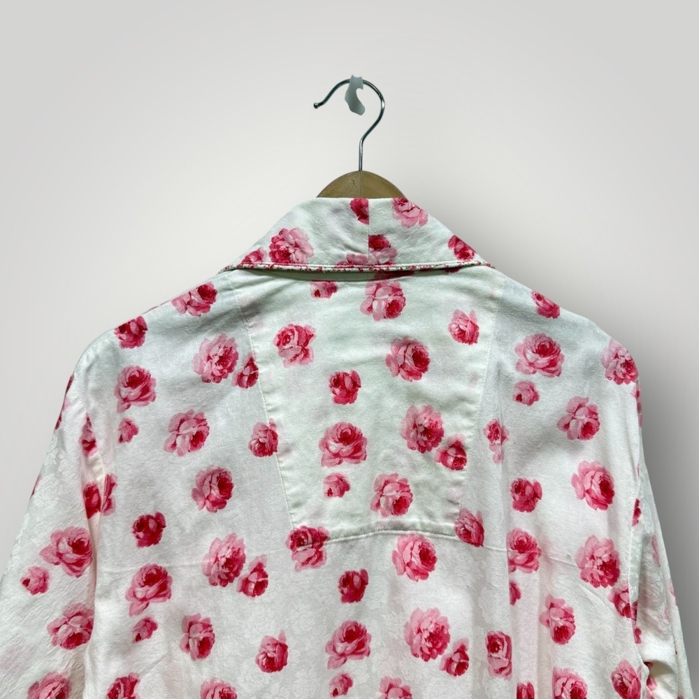 Crabtree & Evelyn Womens Pink Rose Floral Cotton Jacquard Robe Small - Picture 8 of 8